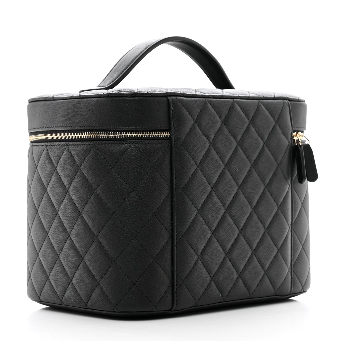 Caviar Quilted Large Vanity Pouch Black
