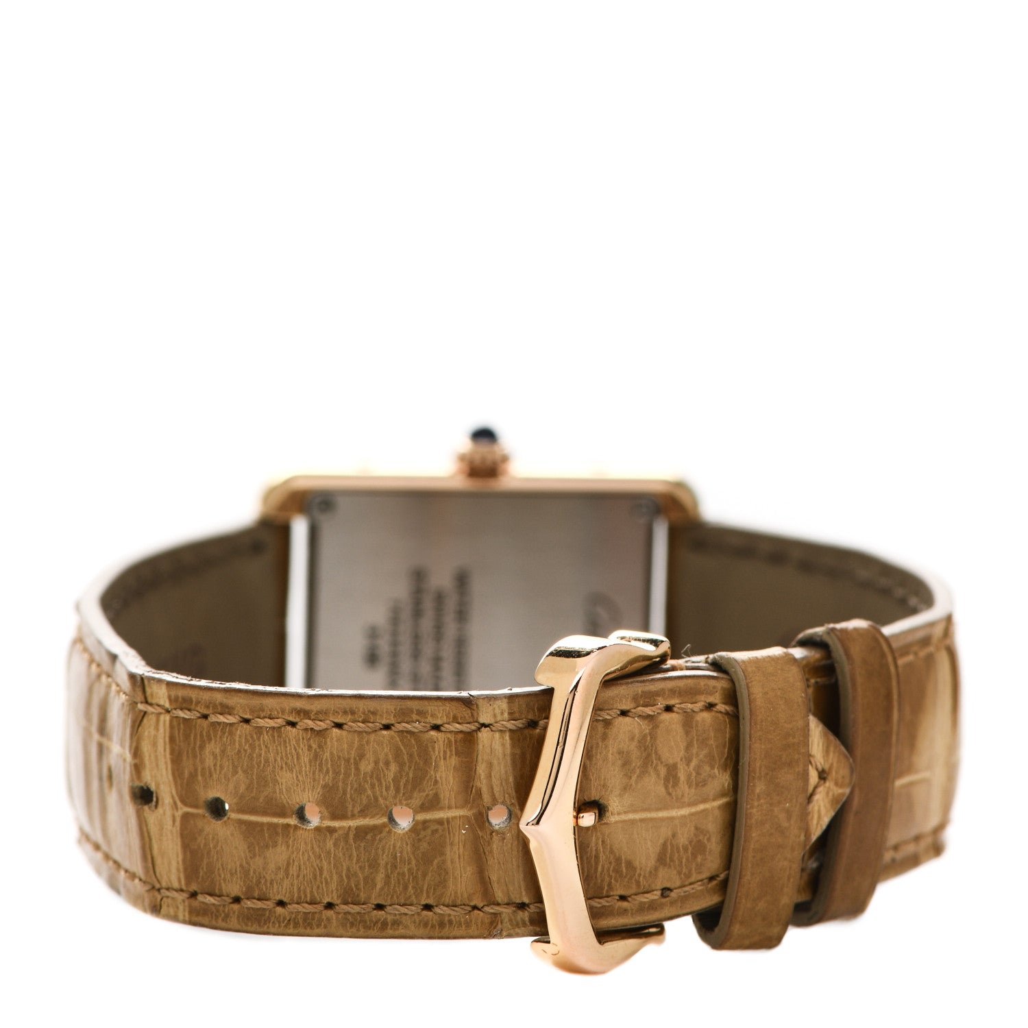 Cartier Stainless Steel 18K Pink Gold Alligator 24mm Tank Solo Quartz Watch Brown 3 of 6