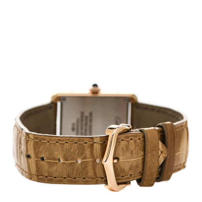 Cartier Stainless Steel 18K Pink Gold Alligator 24mm Tank Solo Quartz Watch Brown 3 of 6
