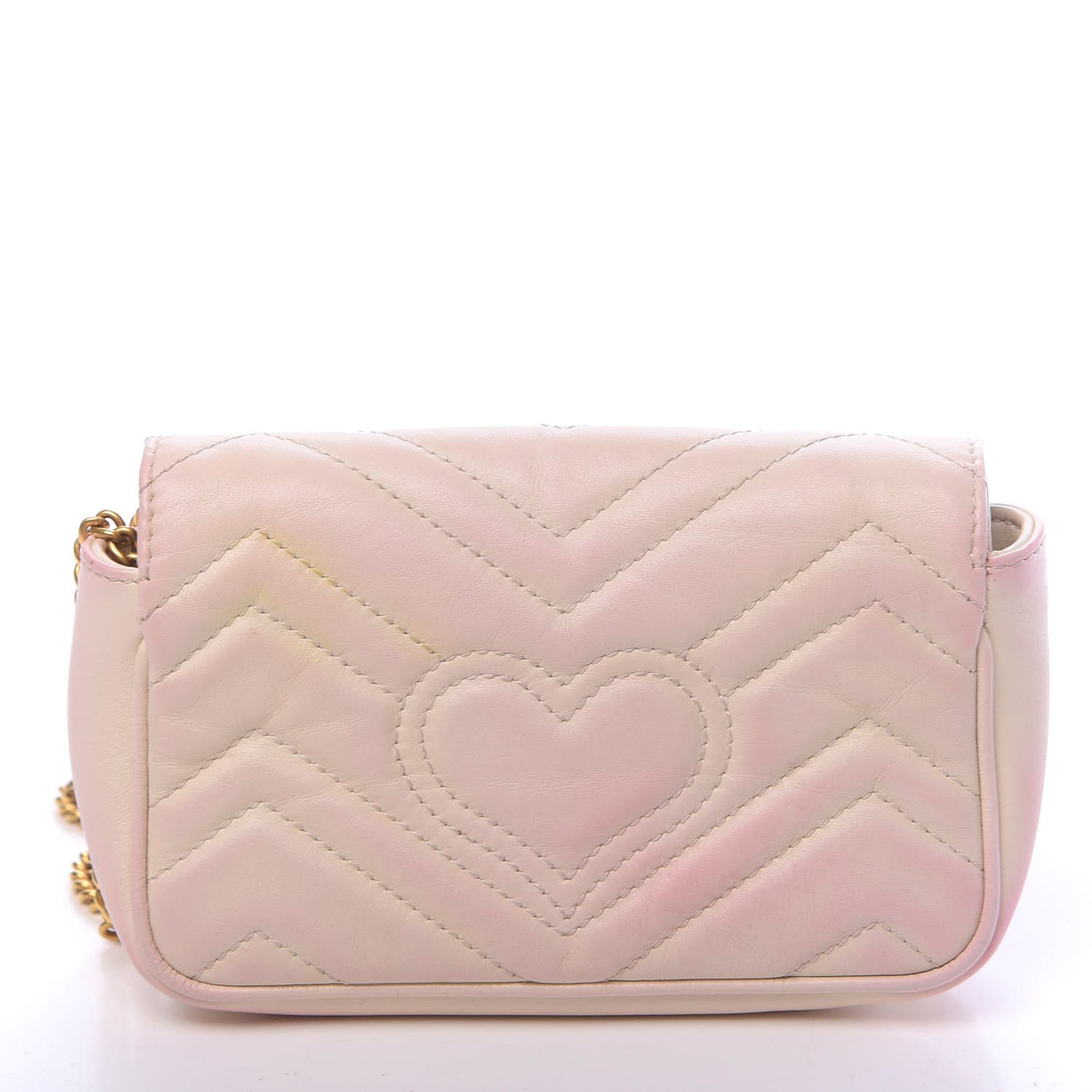 Calfskin Matelasse Super Mini GG Marmont Shoulder Bag White
