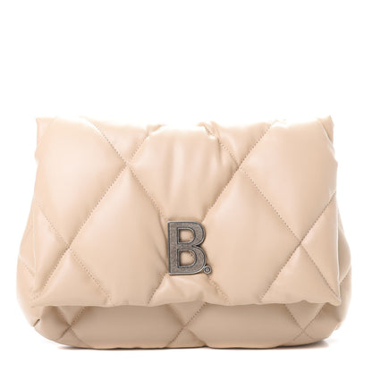 Balenciaga Nappa Calfskin Quilted Touch B Puffy Clutch Light Beige 1 of 7
