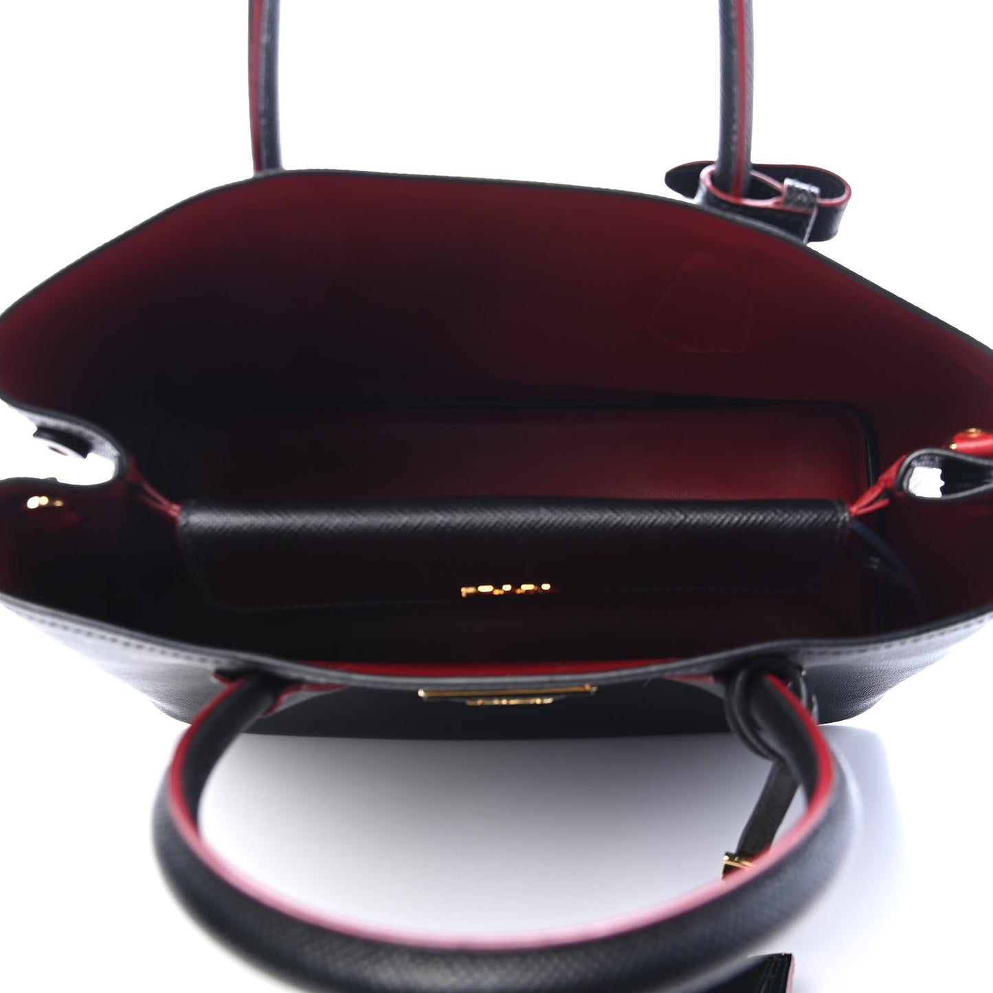 Saffiano Cuir Medium Double Bag Black Fuoco