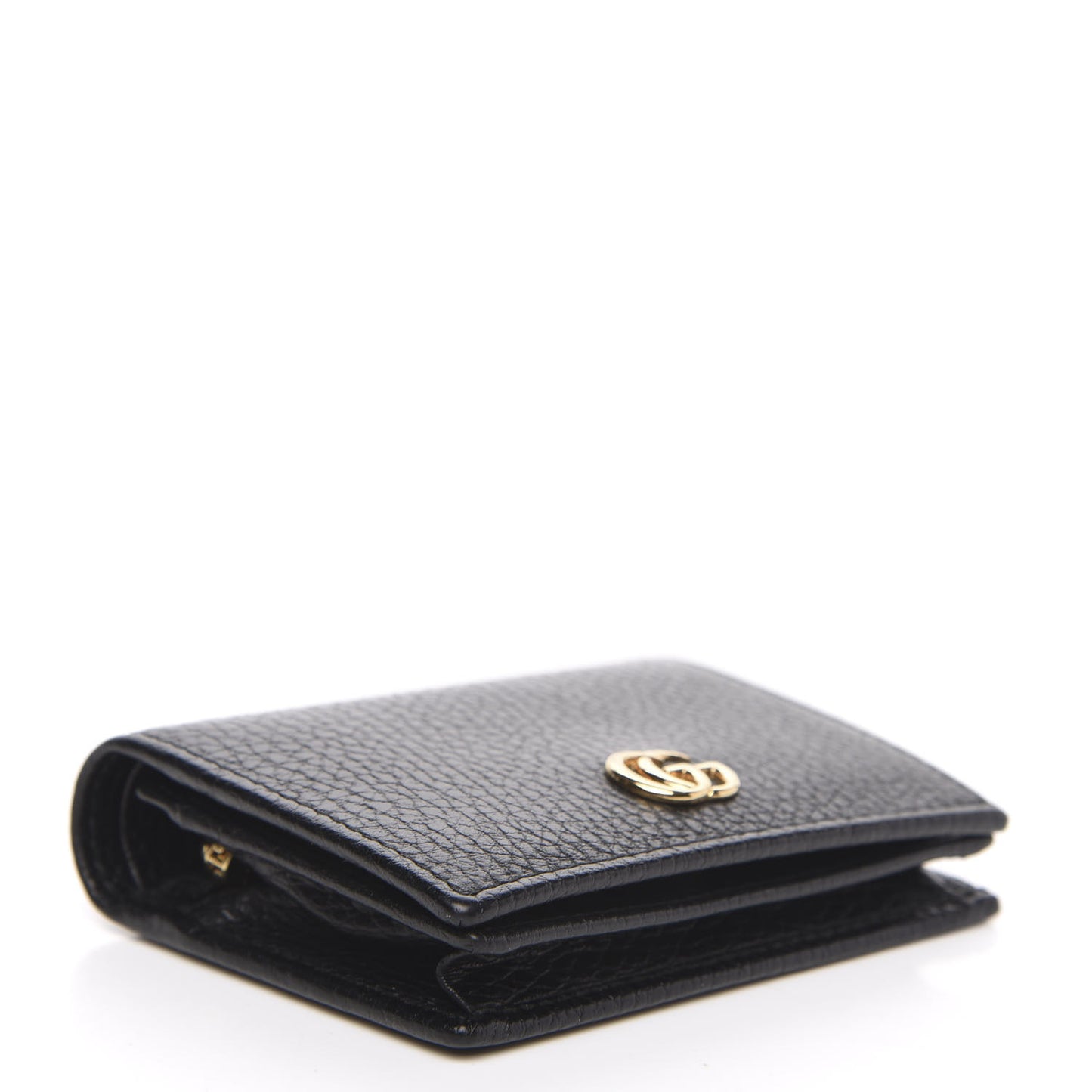 Pebbled Calfskin GG Marmont Card Case Black