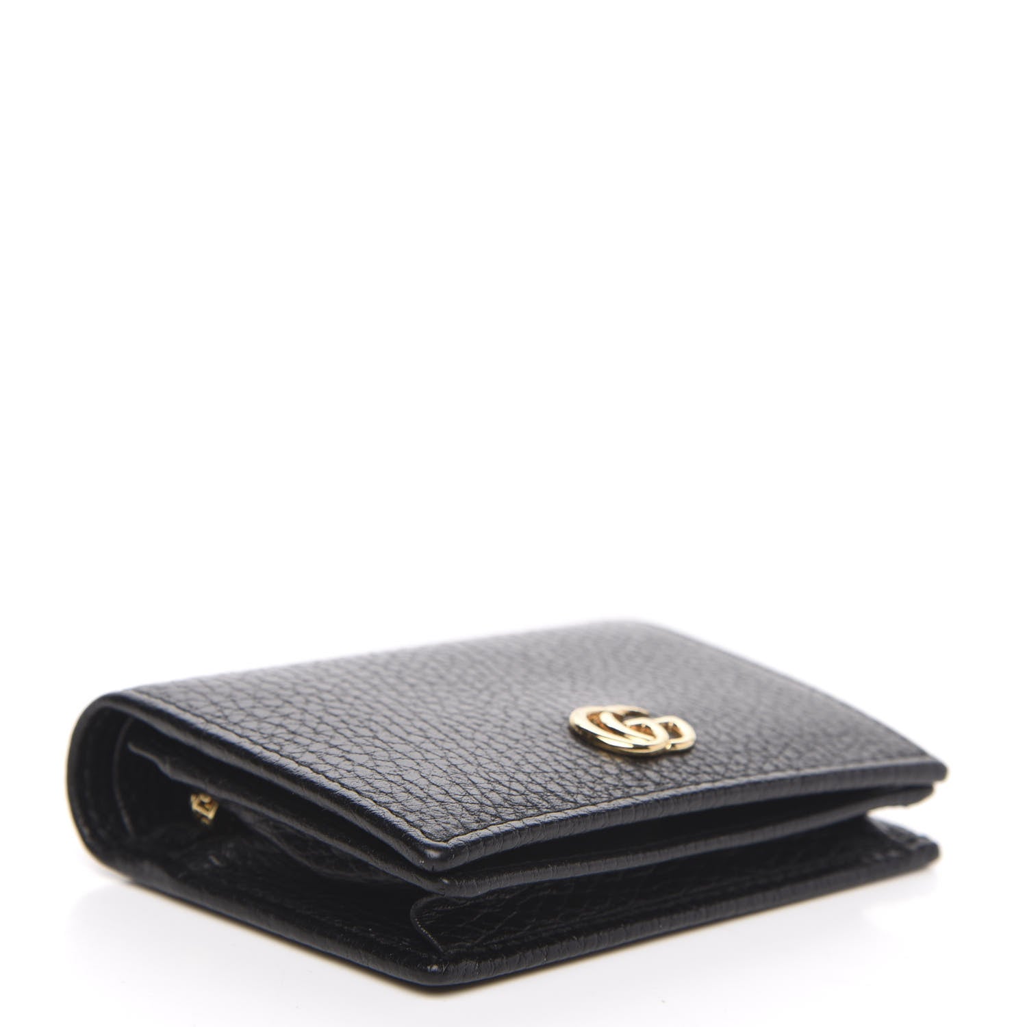 Gucci Pebbled Calfskin GG Marmont Card Case Black 4 of 7