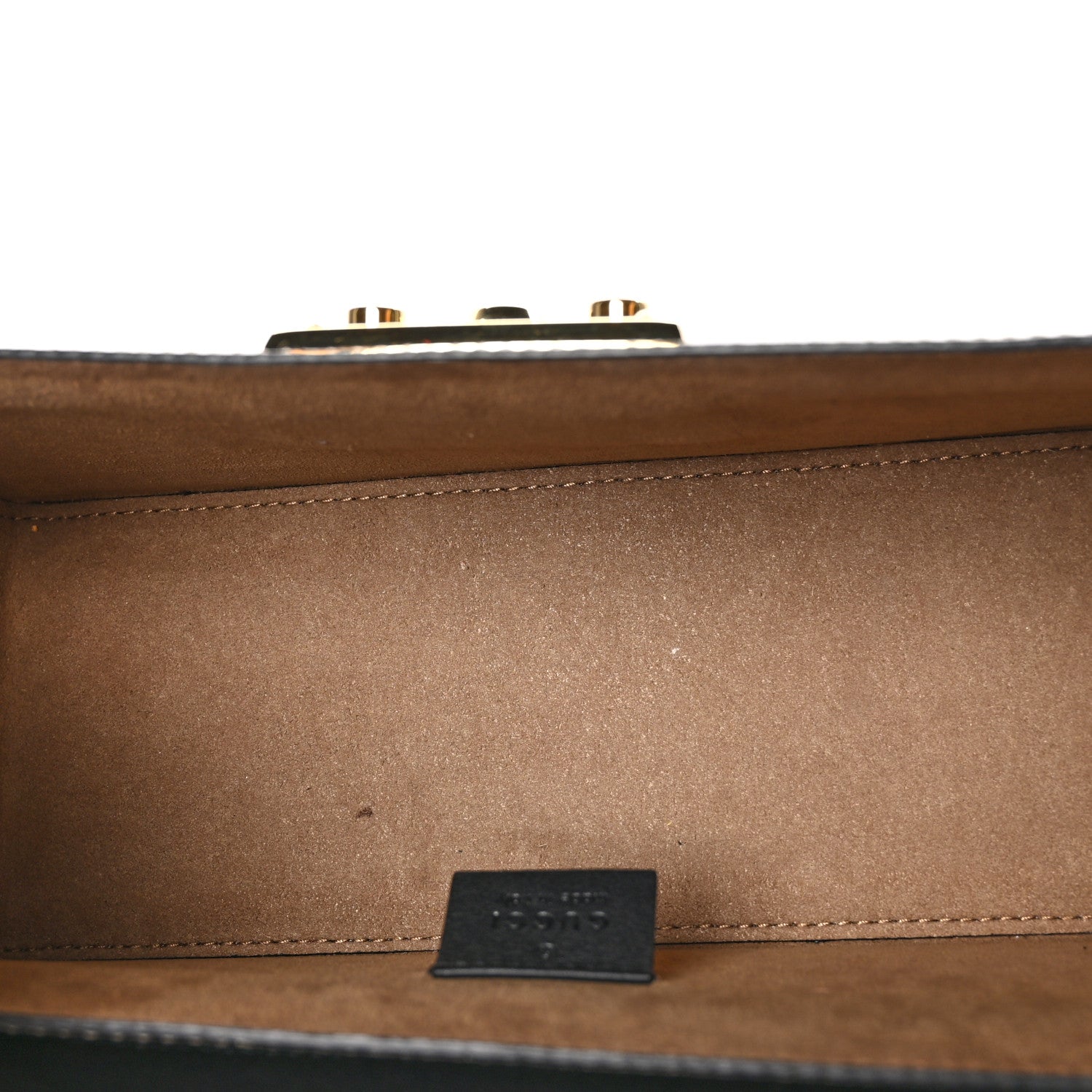 Gucci GG Supreme Monogram Small Padlock Bamboo Shoulder Bag Beige Black Cuir 5 of 12