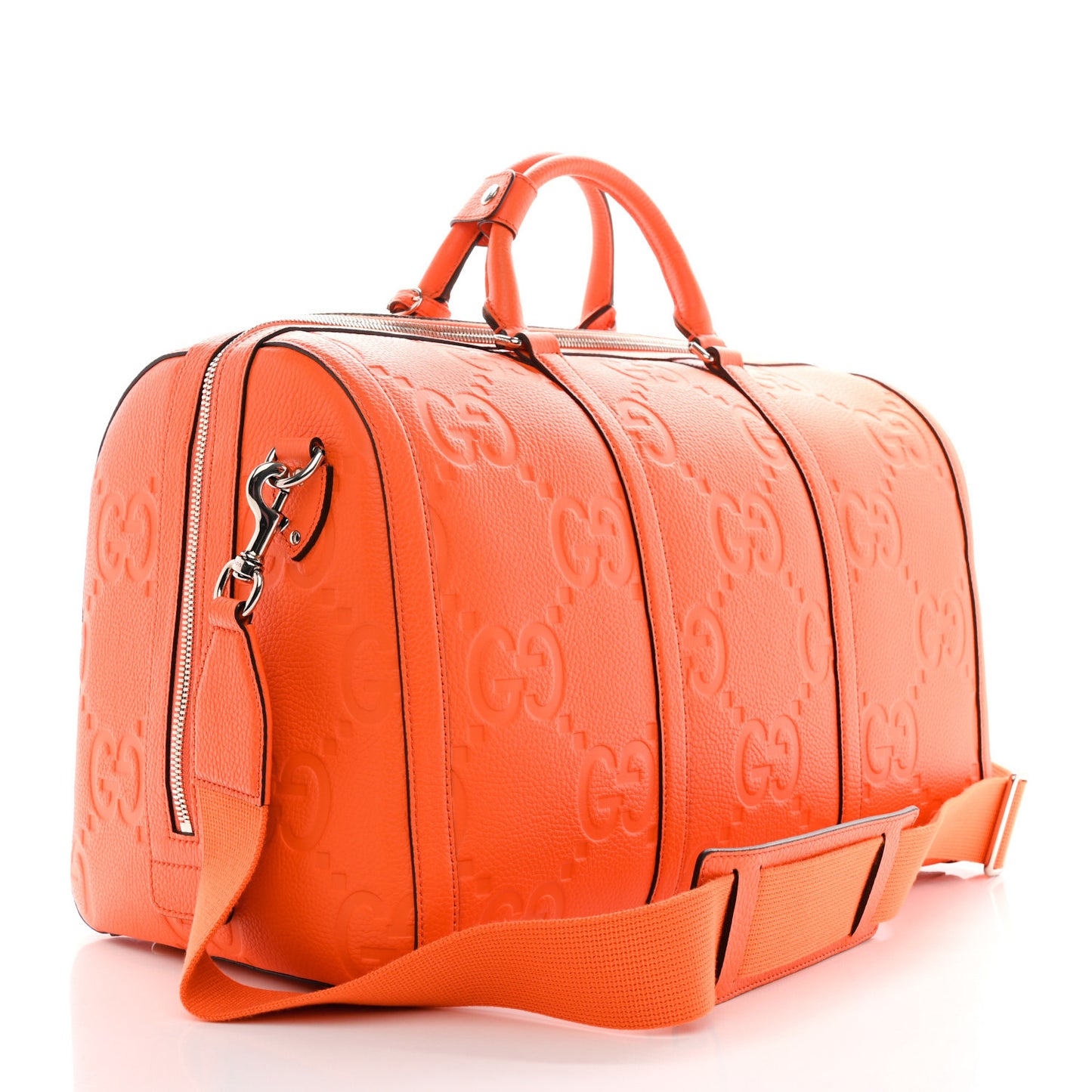 Piuma Calfskin Jumbo GG Embossed Large Duffle Bag Good Orange