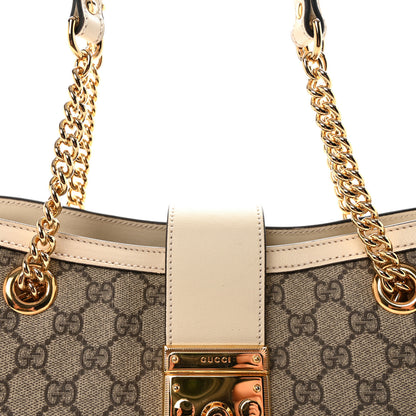 Gucci GG Supreme Monogram Medium Padlock Tote White 8 of 10