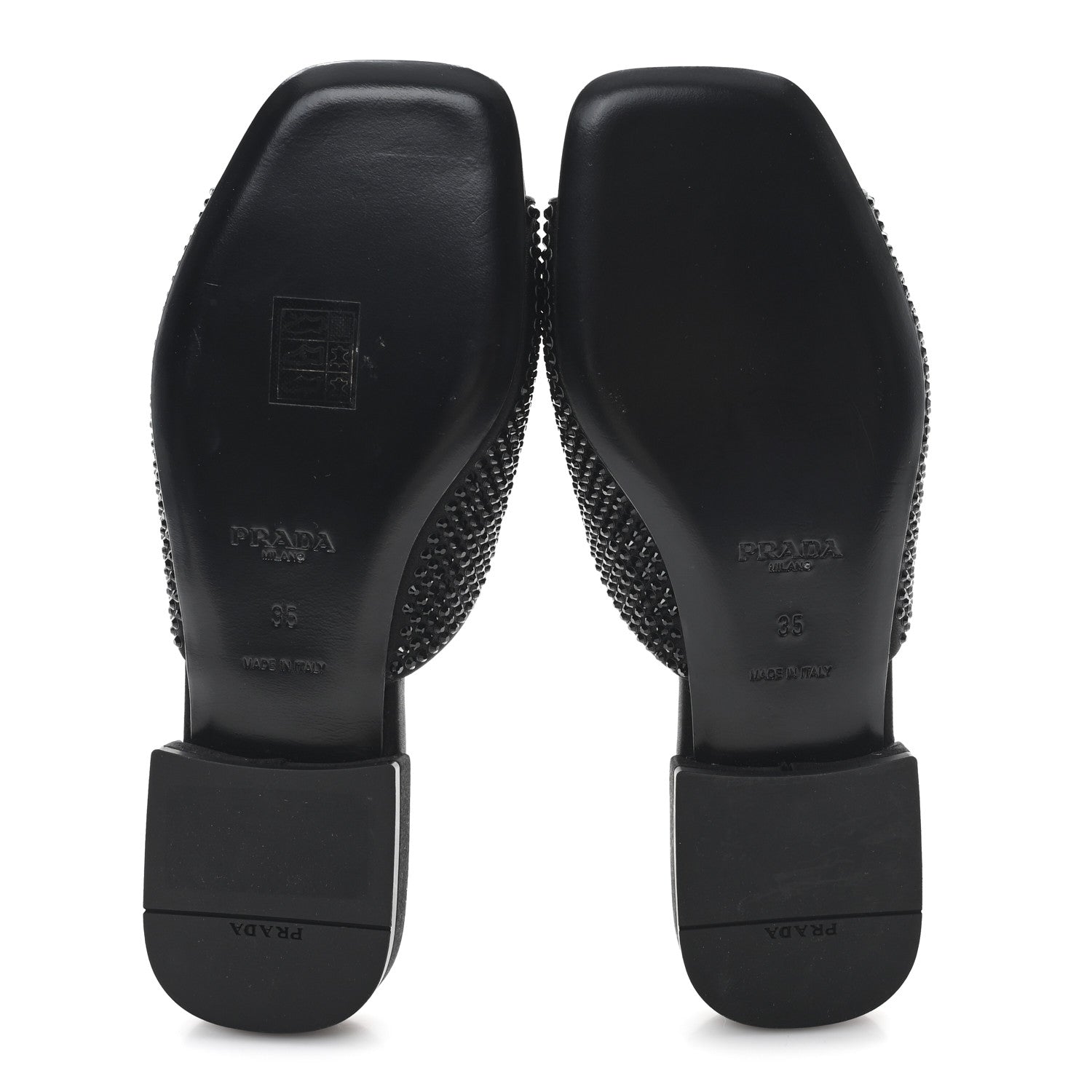 Prada Satin Crystal Logo 10mm Slide Sandals  35 Black 6 of 8