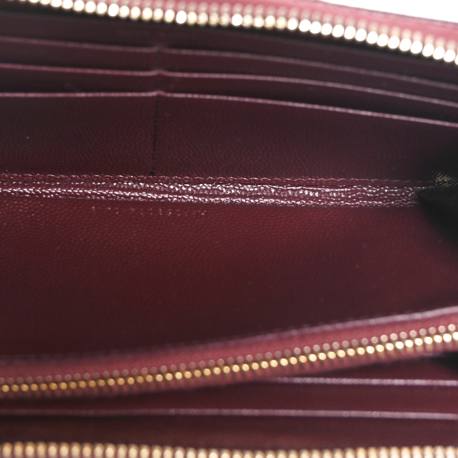 Saint Laurent Grain De Poudre Matelasse Chevron Monogram Zip Around Wallet Rouge Legion 5 of 10