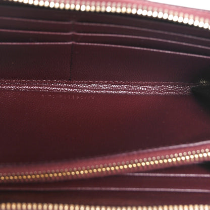 Saint Laurent Grain De Poudre Matelasse Chevron Monogram Zip Around Wallet Rouge Legion 5 of 10