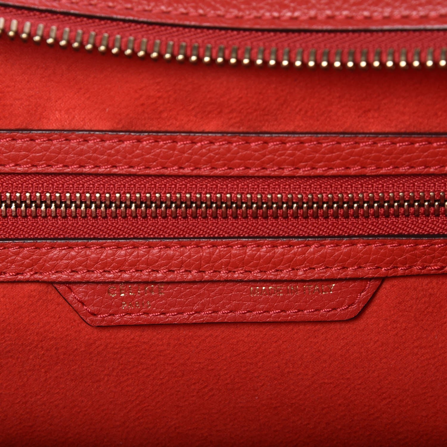 Celine Drummed Calfskin Mini Luggage Coquelicot 6 of 7