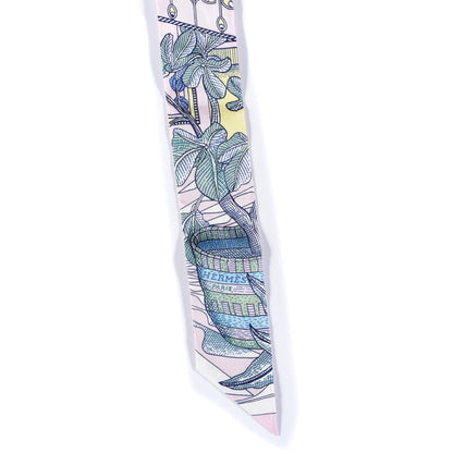 Hermes Silk La Danse Des Amazones Twilly Rose Pale Bleu Jaune 4 of 4