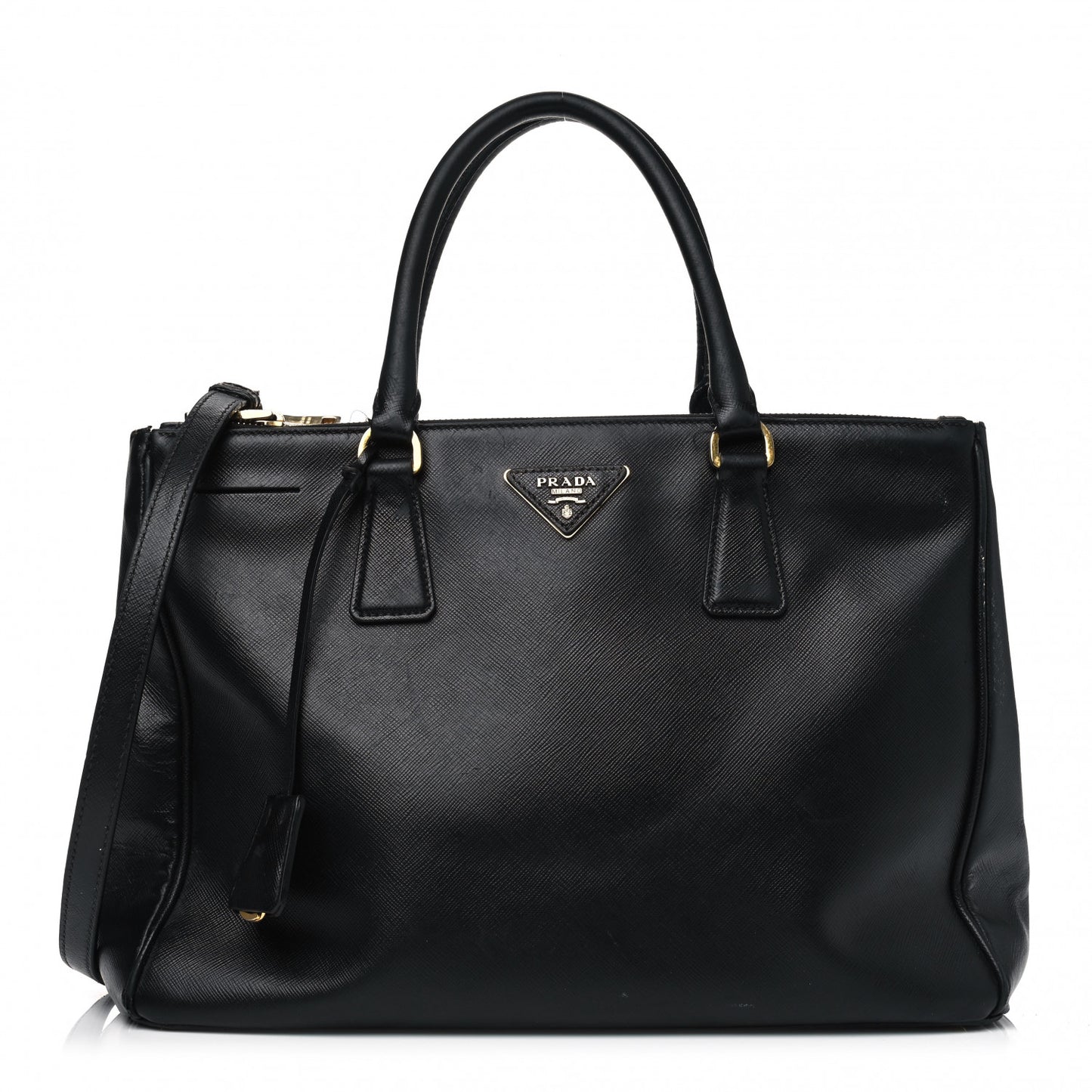 Saffiano Medium Galleria Double Zip Tote Black