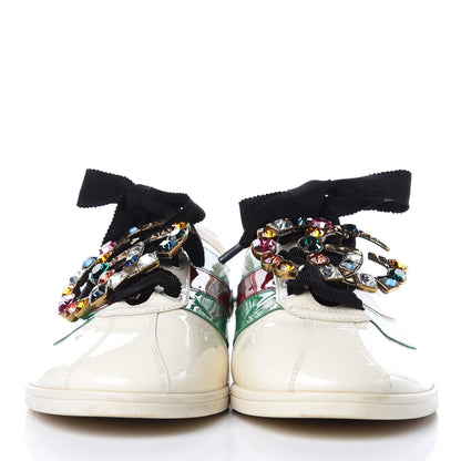 Gucci Patent Crystal Web GG Womens Falacer Sneakers 40 Mystic White New Shamarock Red 2 of 11