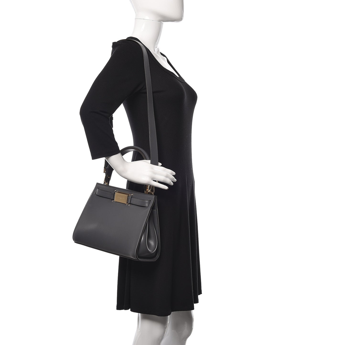 Calfskin Small Bespoke Shoulder Bag Storm Grey