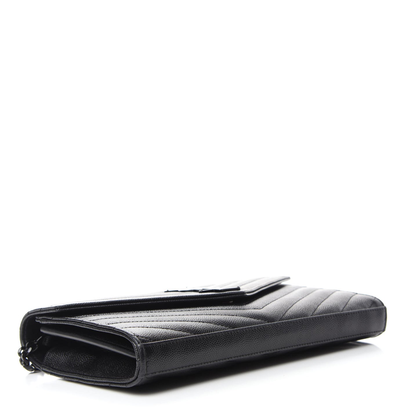 Grain De Poudre Matelasse Chevron Monogram Chain Wallet Black