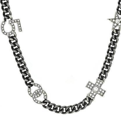 Chanel Crystal CC Lucky Symbols Choker Necklace Silver 1 of 5