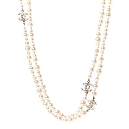 Chanel Graduated Pearl CC Long Necklace Light Gold 1 of 5