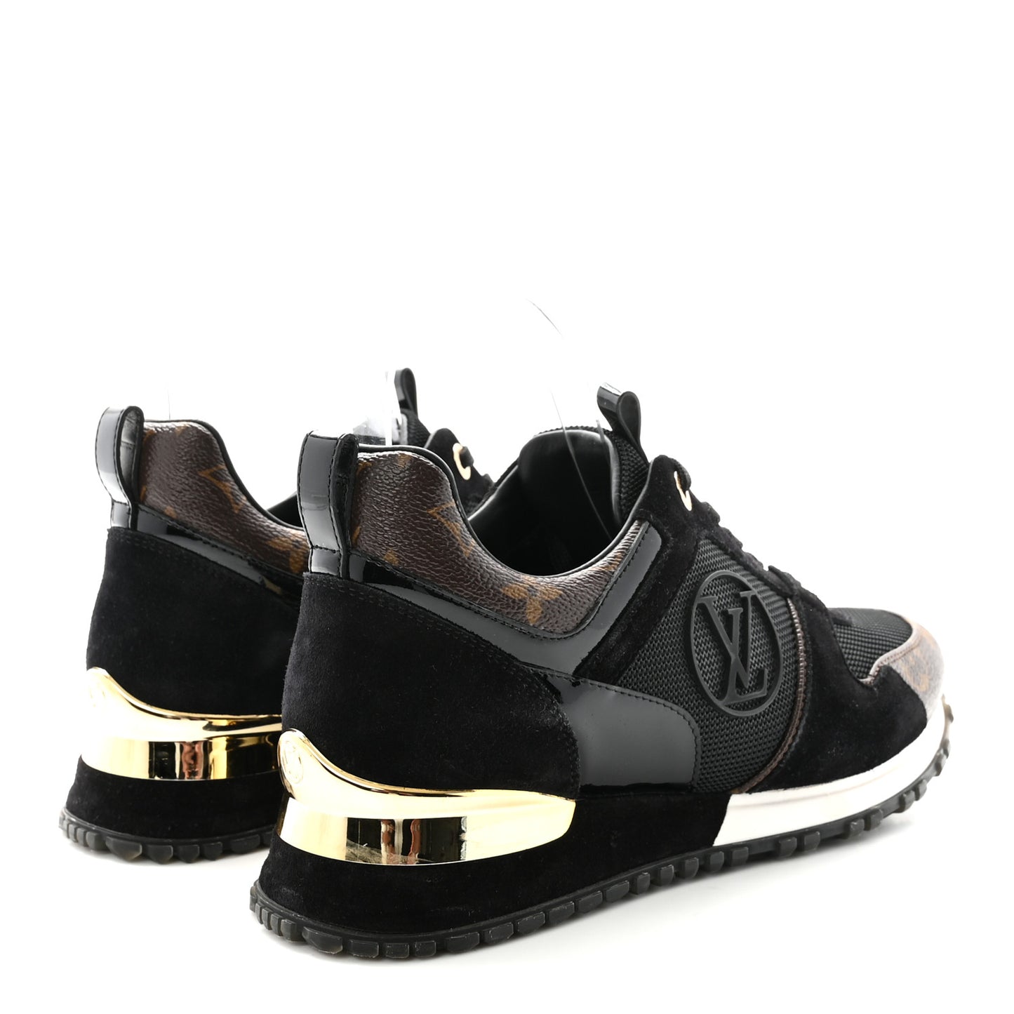 Suede Monogram Run Away Sneakers 37.5 Black