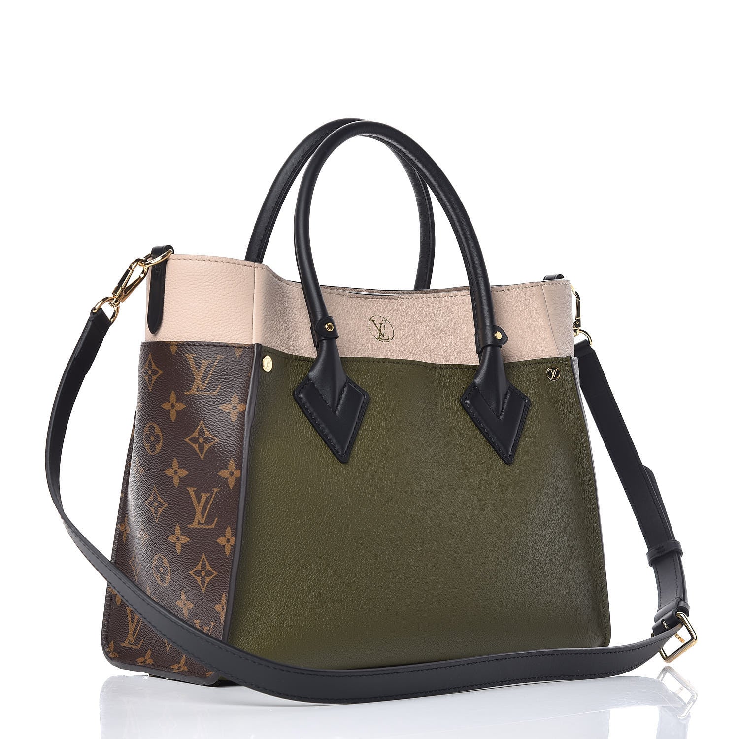 Louis Vuitton Calfskin Monogram On My Side MM Laurier Green Toffee Latte Beige 3 of 10