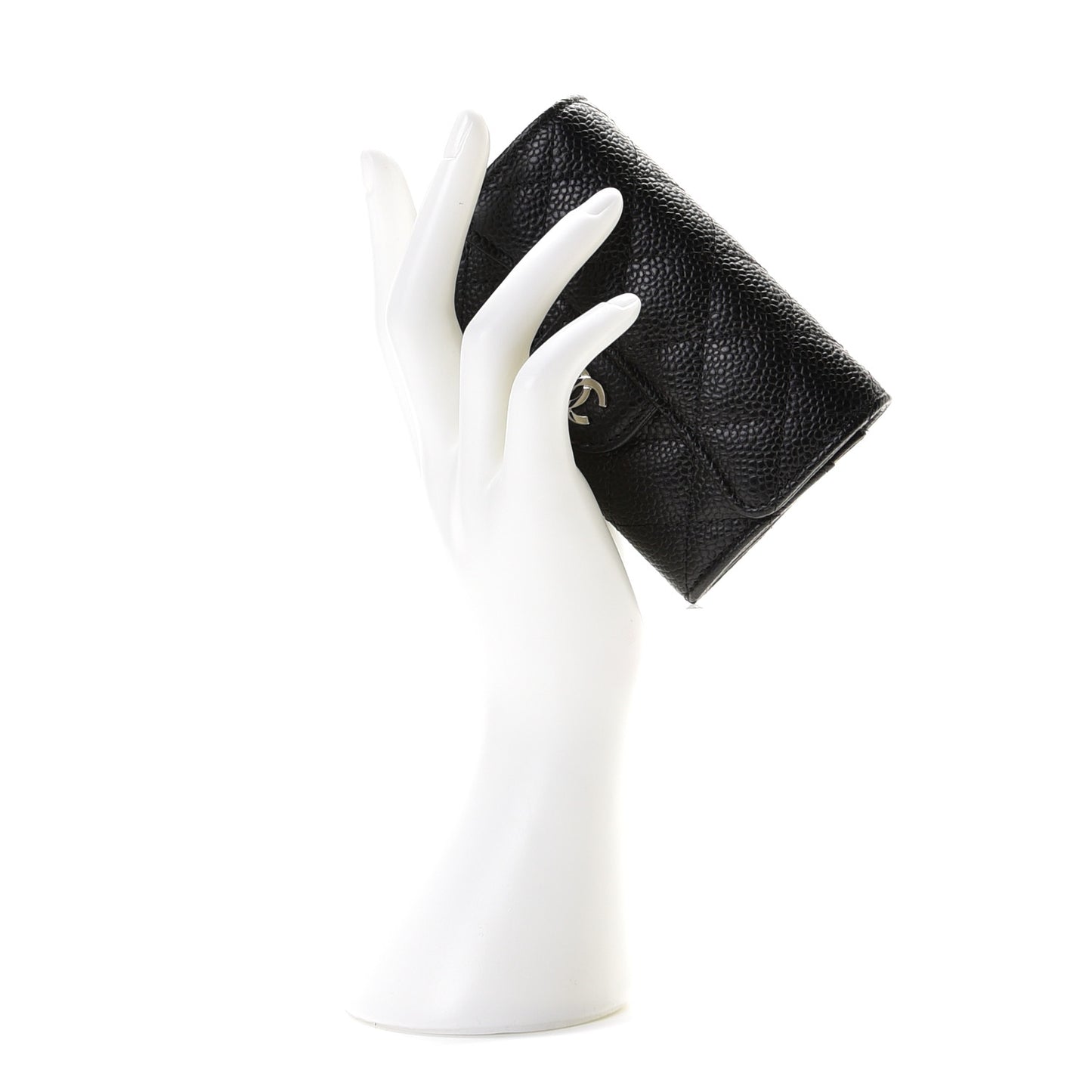 Caviar Quilted Flap Card Holder Black