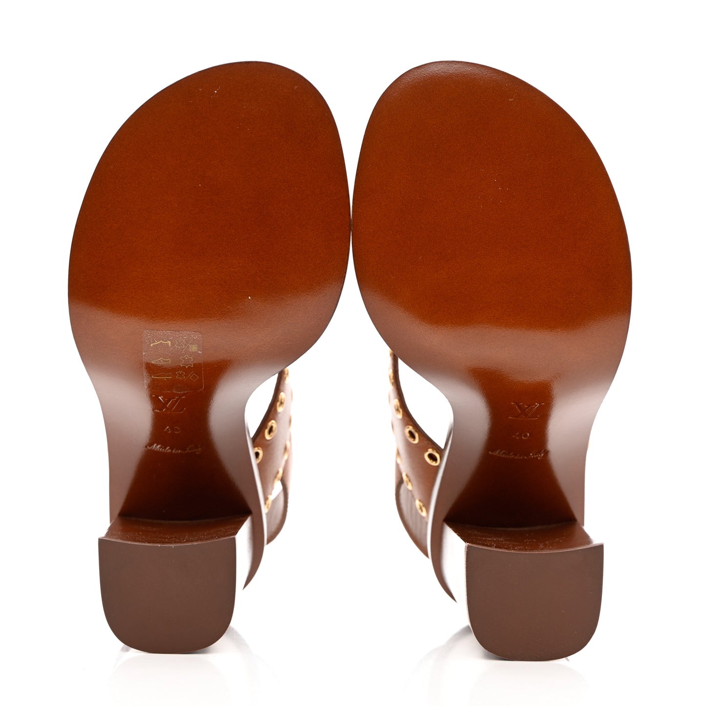 Calfskin Monogram Passenger Heeled Sandals 40 Cognac