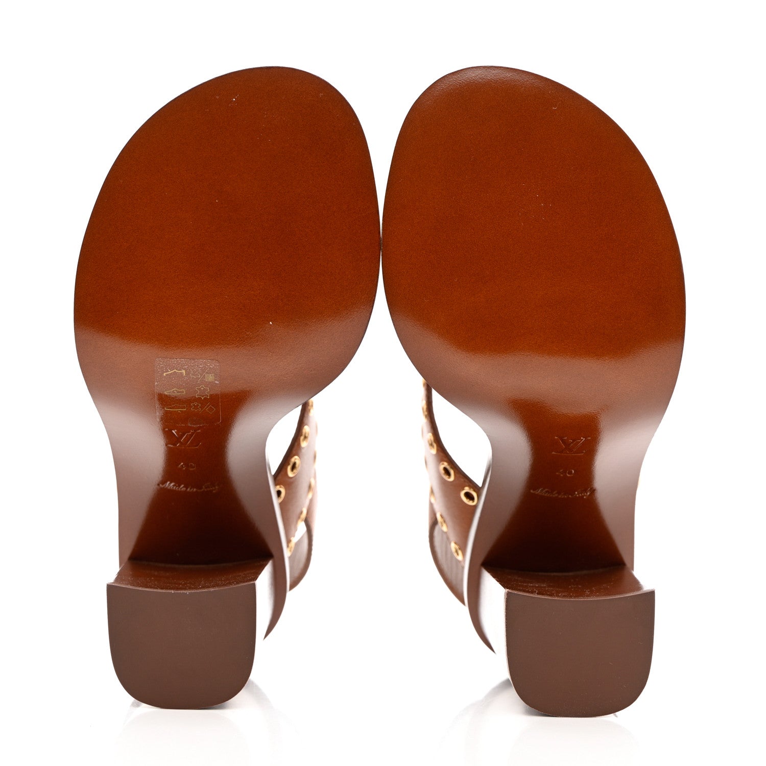 Louis Vuitton Calfskin Monogram Passenger Heeled Sandals 40 Cognac 5 of 10