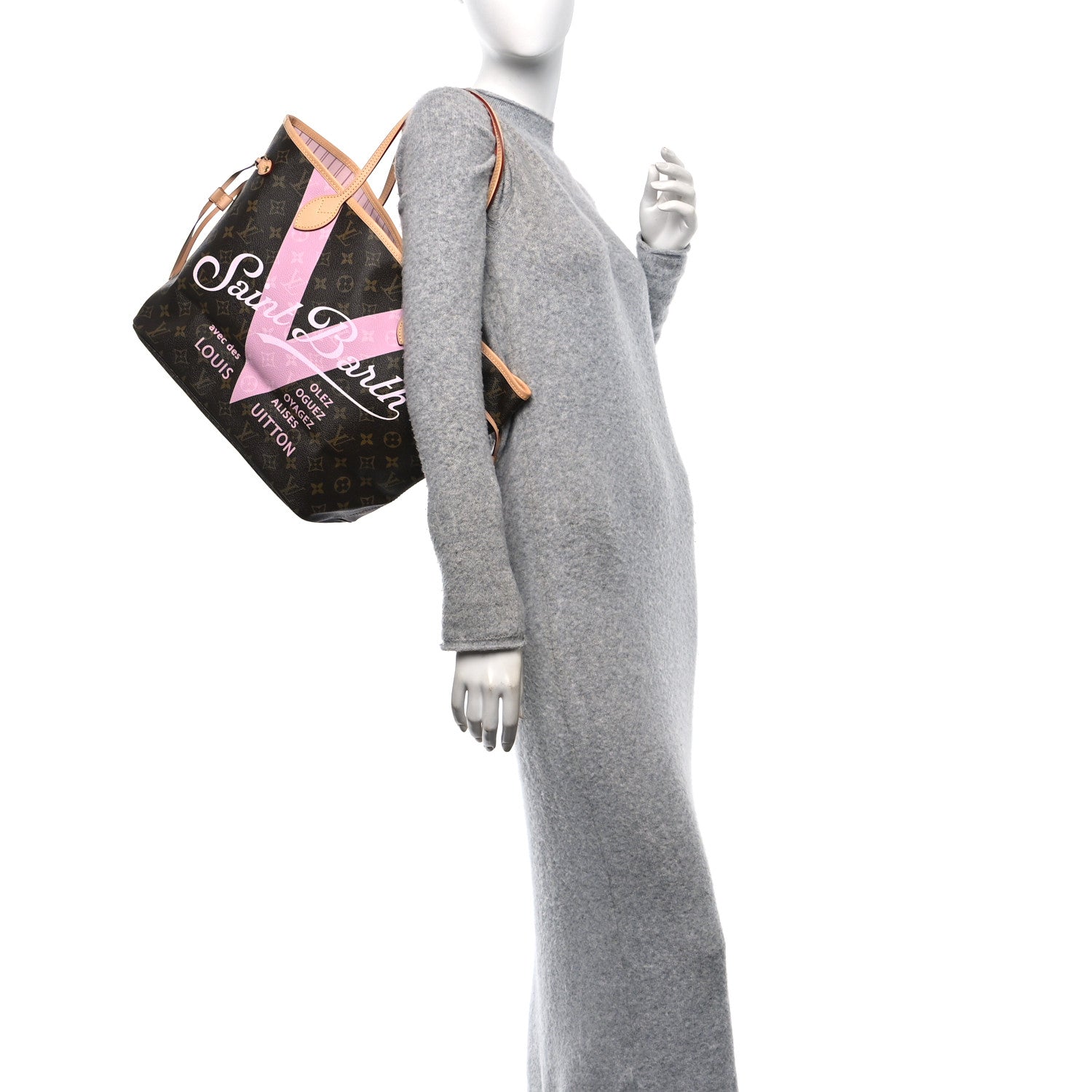 Louis Vuitton Monogram Saint Barth V Neverfull MM Rose Ballerine