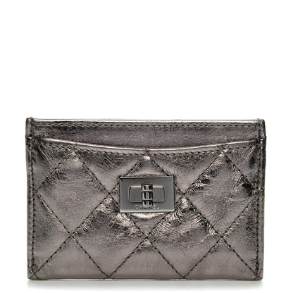 Chanel Metallic Aged Calfskin Quilted Reissue Card Holder Silver 1 of 6