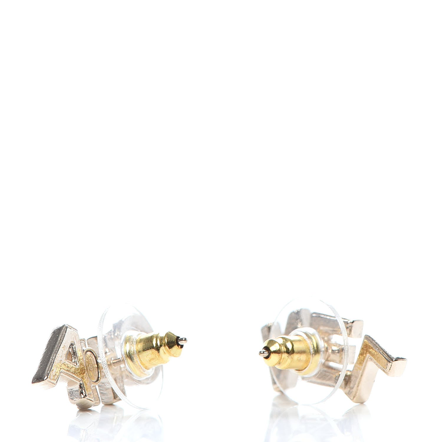 Chanel Crystal Pearl Signature Stud Earrings Gold 3 of 5