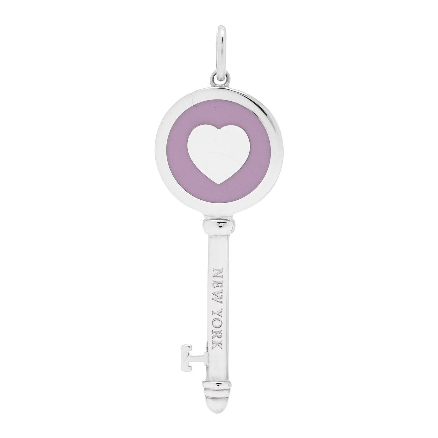 Sterling Silver Enamel Keys Heart Key Pendant Lavender