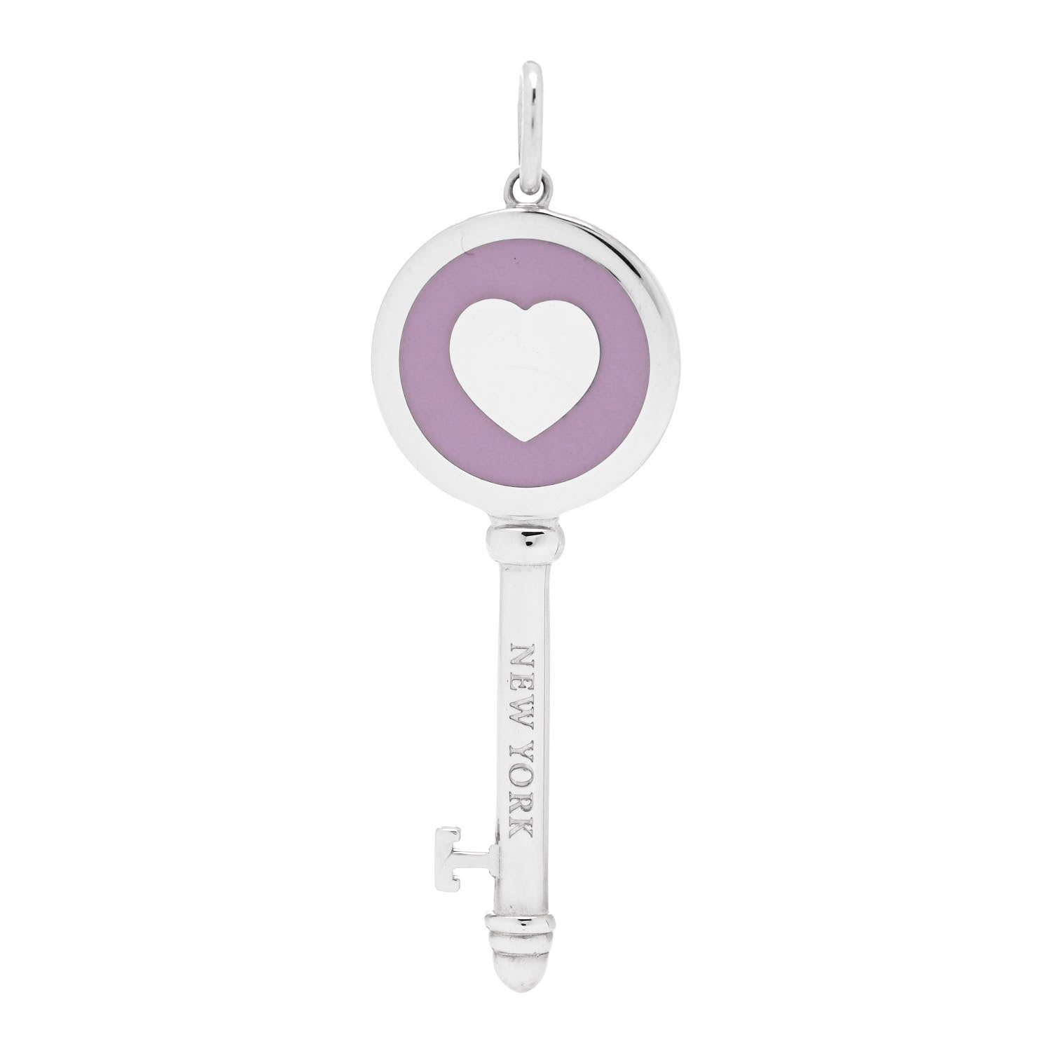 Tiffany Sterling Silver Enamel Keys Heart Key Pendant Lavender 1 of 4