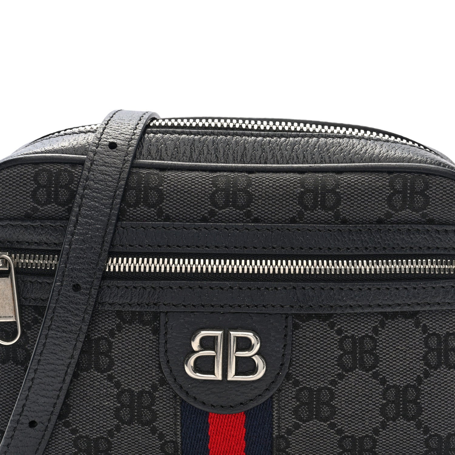 Gucci X BALENCIAGA BB Monogram Web Mini Ophidia Shoulder Bag Black 8 of 10