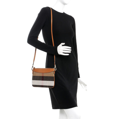 Burberry Mega Check Peyton Crossbody Clutch Bag Saddle Brown 2 of 10