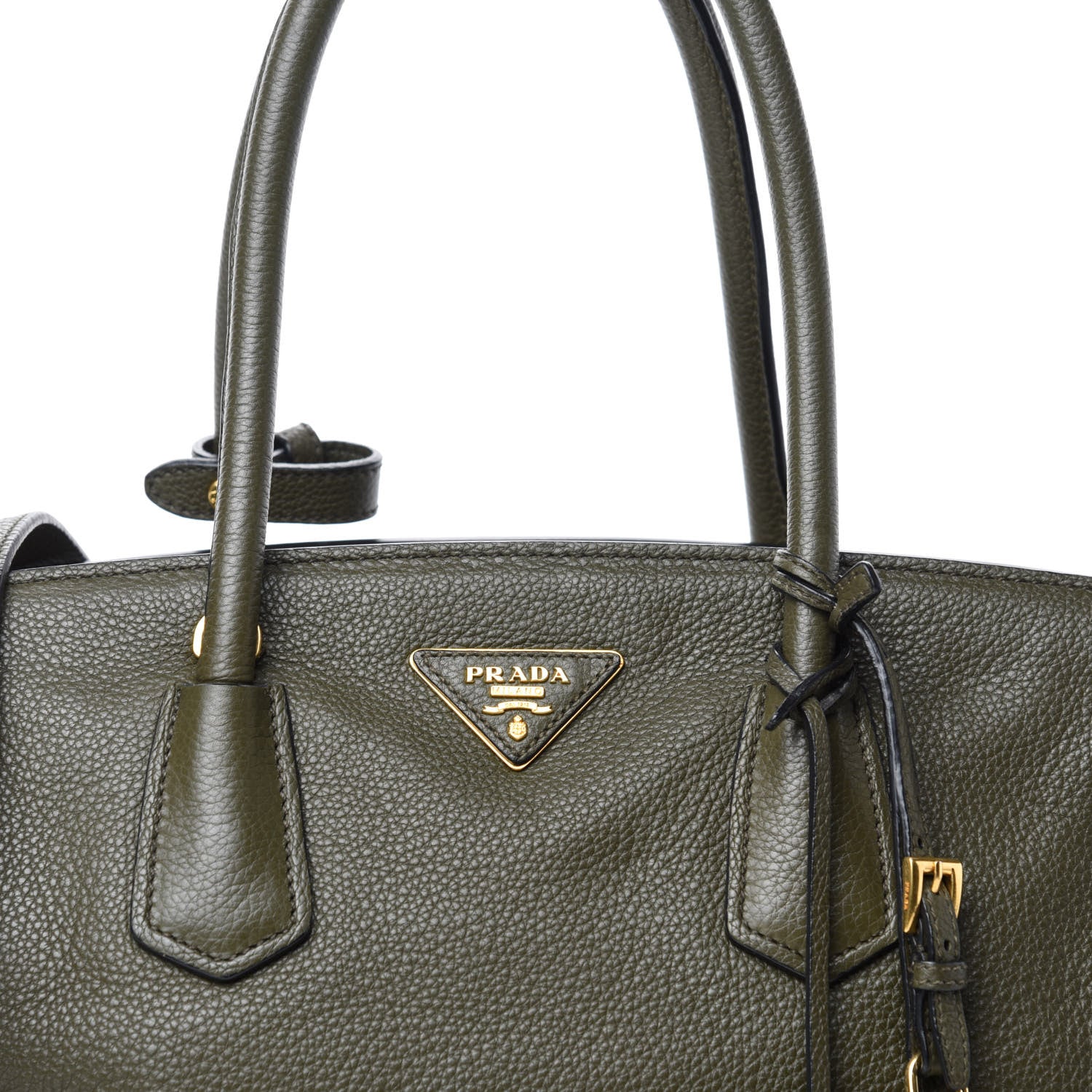 Prada Vitello Daino Tote Militare 9 of 9