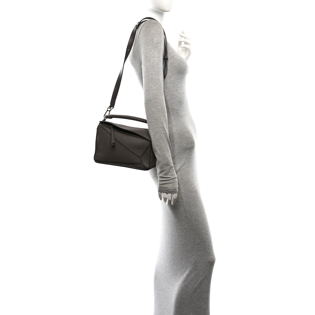 Loewe Calfskin Small Puzzle Bag Dark Taupe 2 of 11