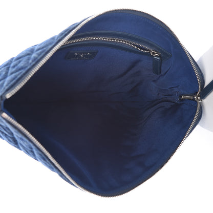 Chanel Denim Quilted Medium Cosmetic Case Blue 5 of 10