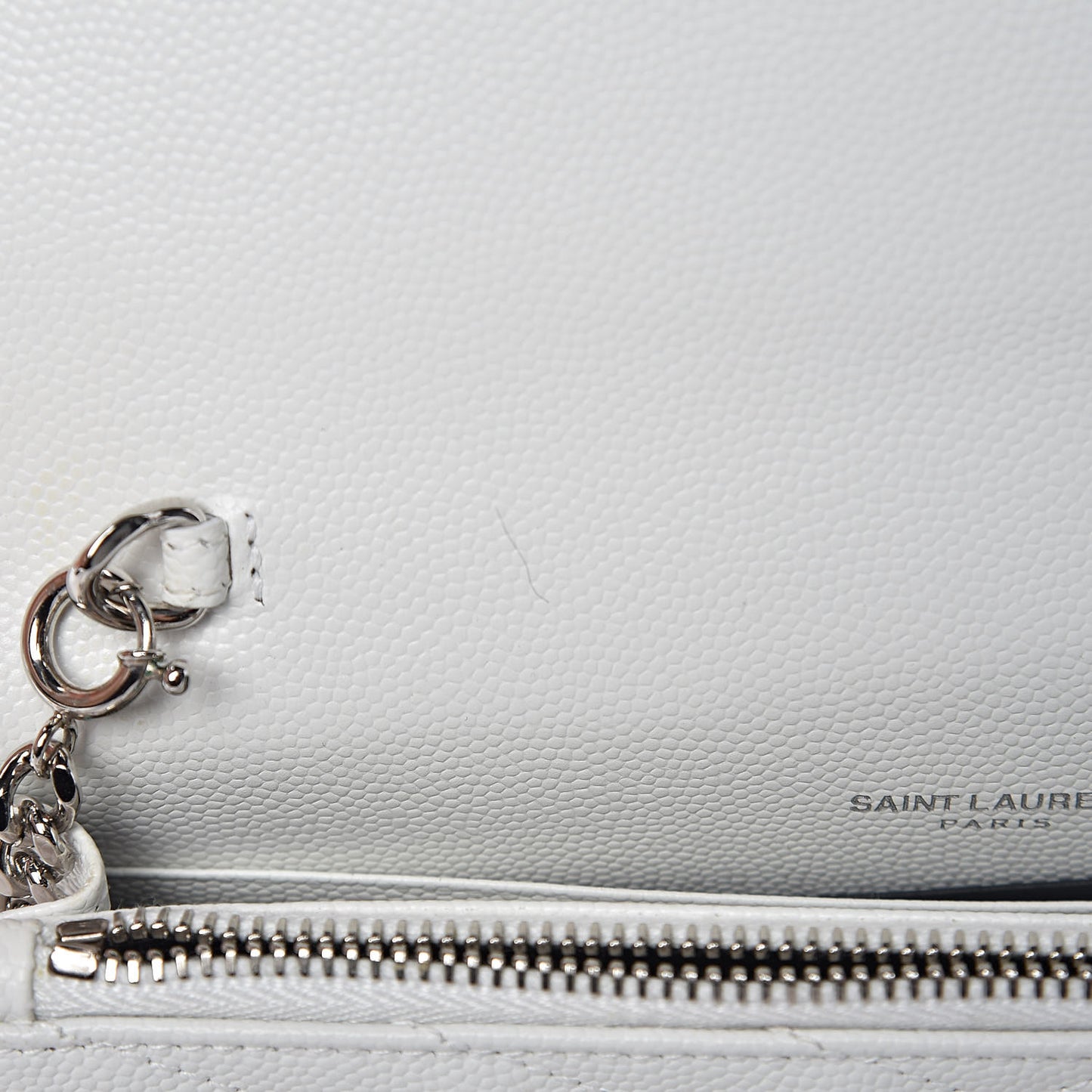 Grain De Poudre Matelasse Chevron Monogram Envelope Chain Wallet Optical White