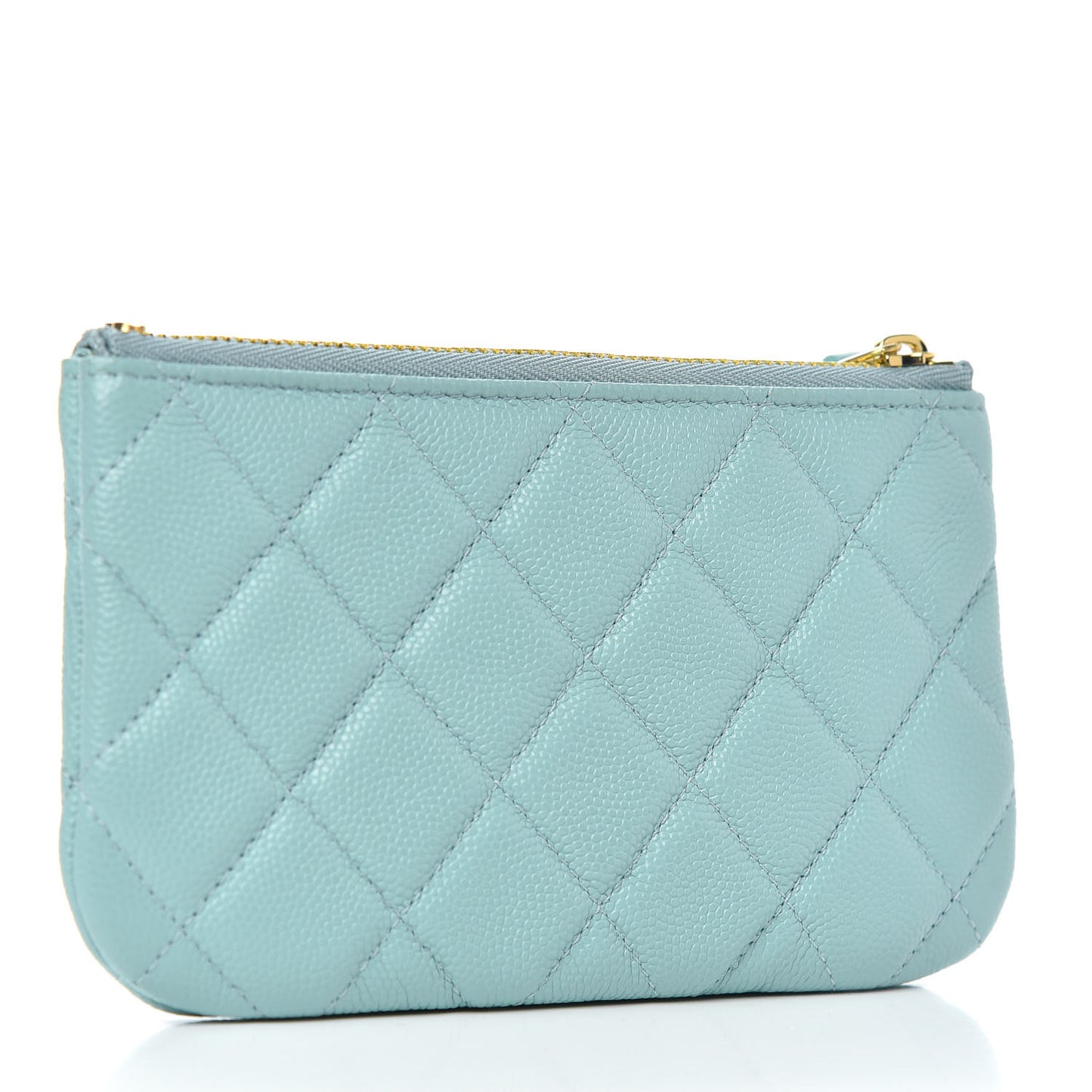 Caviar Quilted Small Cosmetic Case Light Blue