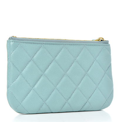 Chanel Caviar Quilted Small Cosmetic Case Light Blue 3 of 6