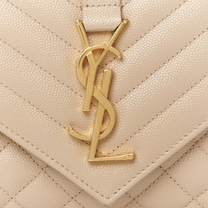 Saint Laurent Grain De Poudre Textured Mixed Matelasse Triquilt Small Monogram Satchel Dark Beige 9 of 11