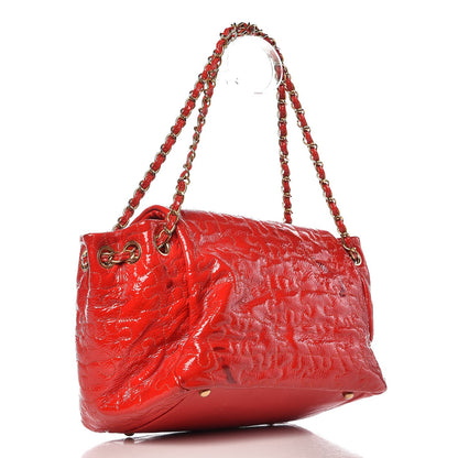 Chanel Crackled Patent Puzzle Accordion Flap Bag Red 3 of 13