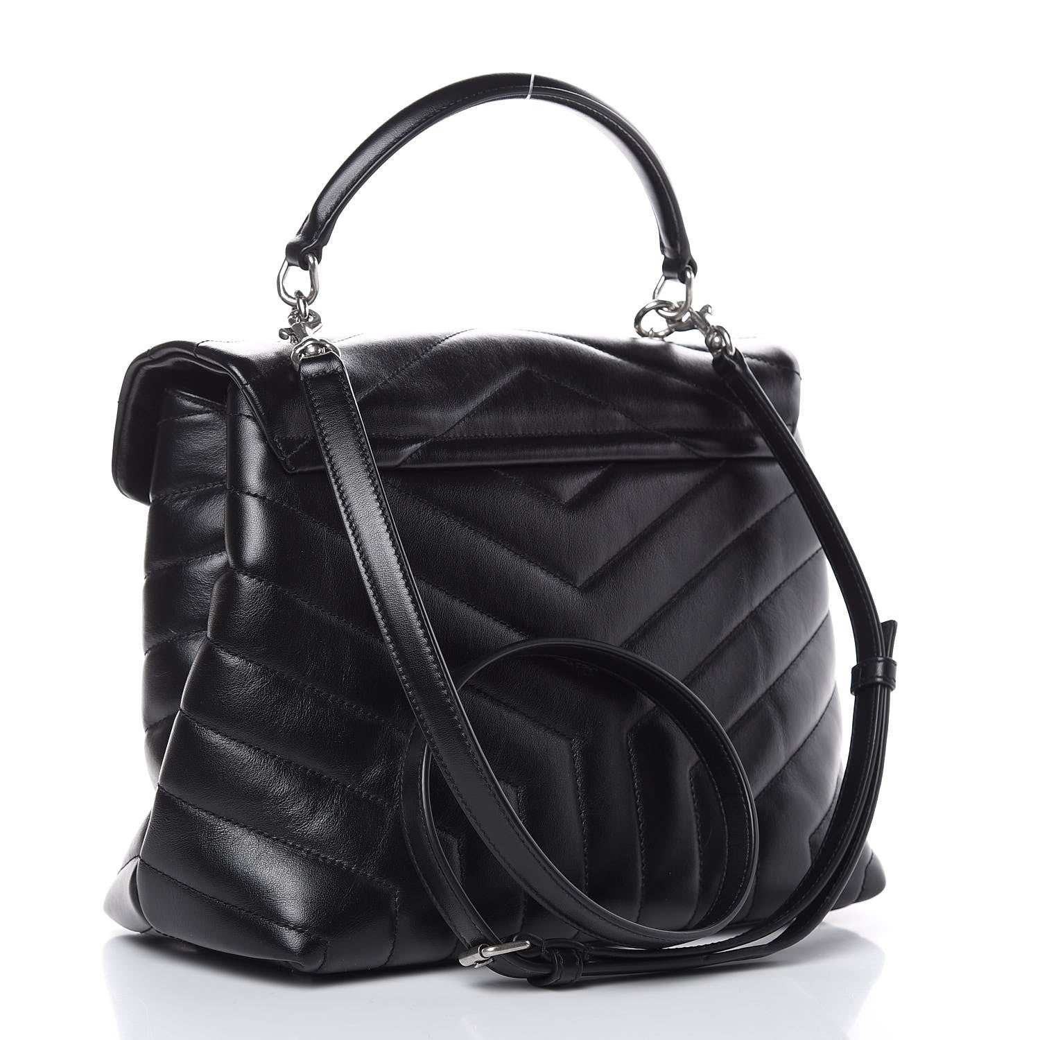 Saint Laurent Calfskin Y Quilted Monogram Medium Loulou Satchel Black 3 of 10