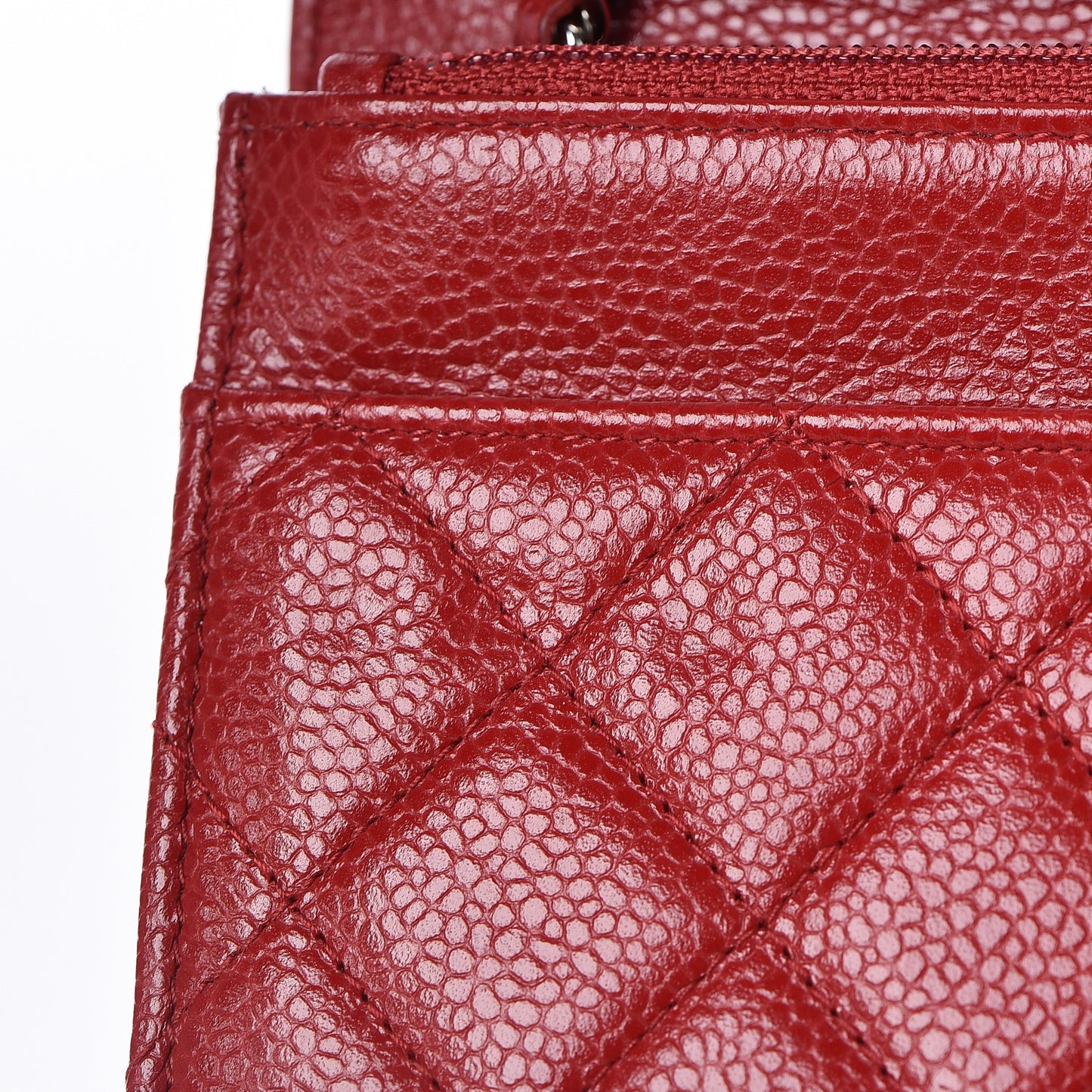 Caviar Quilted Wallet on Chain WOC Red