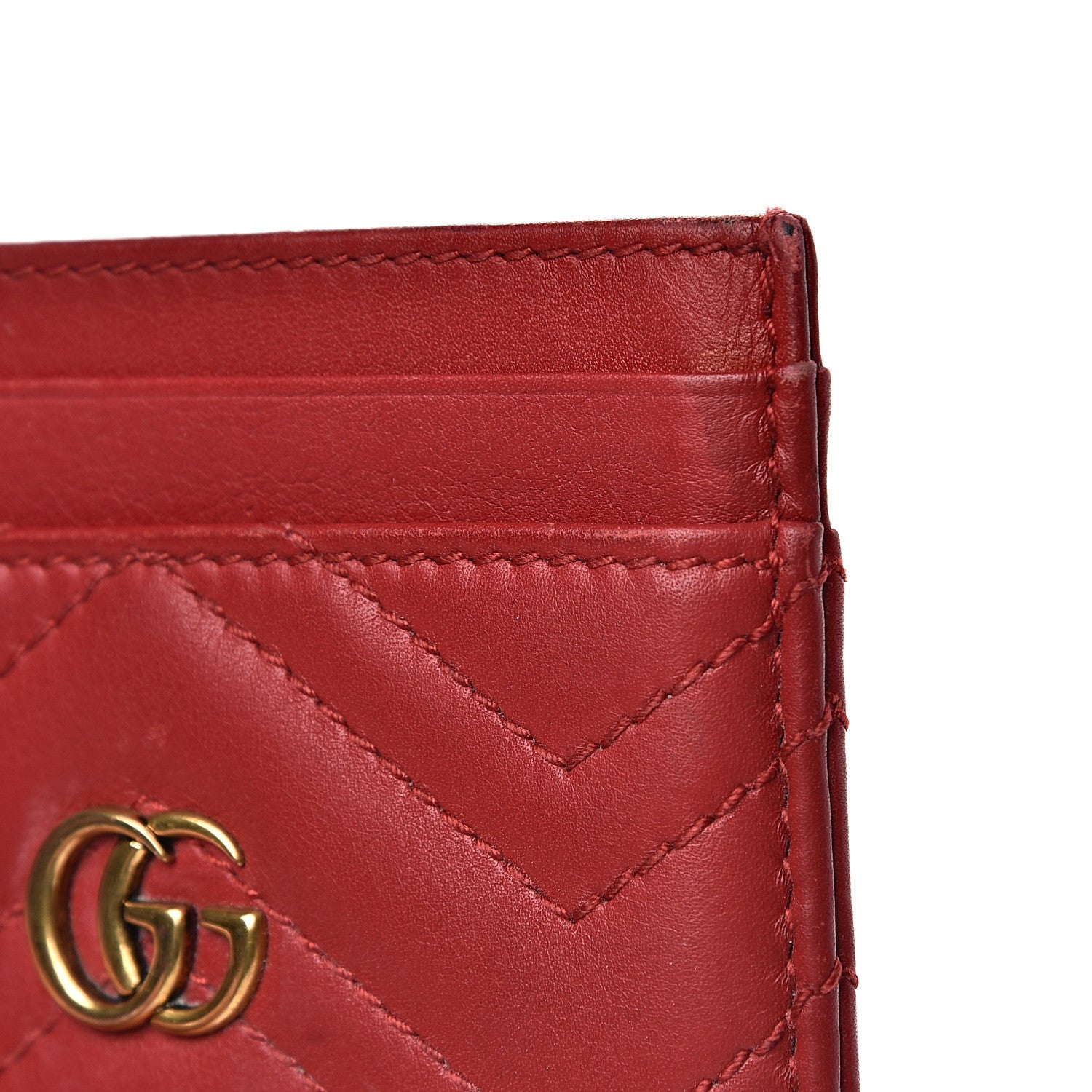 Gucci Calfskin Matelasse GG Marmont Card Holder Hibiscus Red 9 of 12