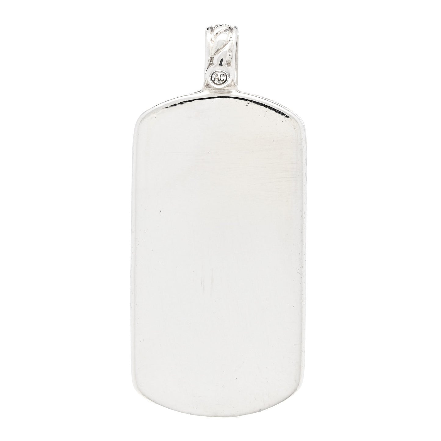 Sterling Silver Pave Diamond Dog Tag Pendant