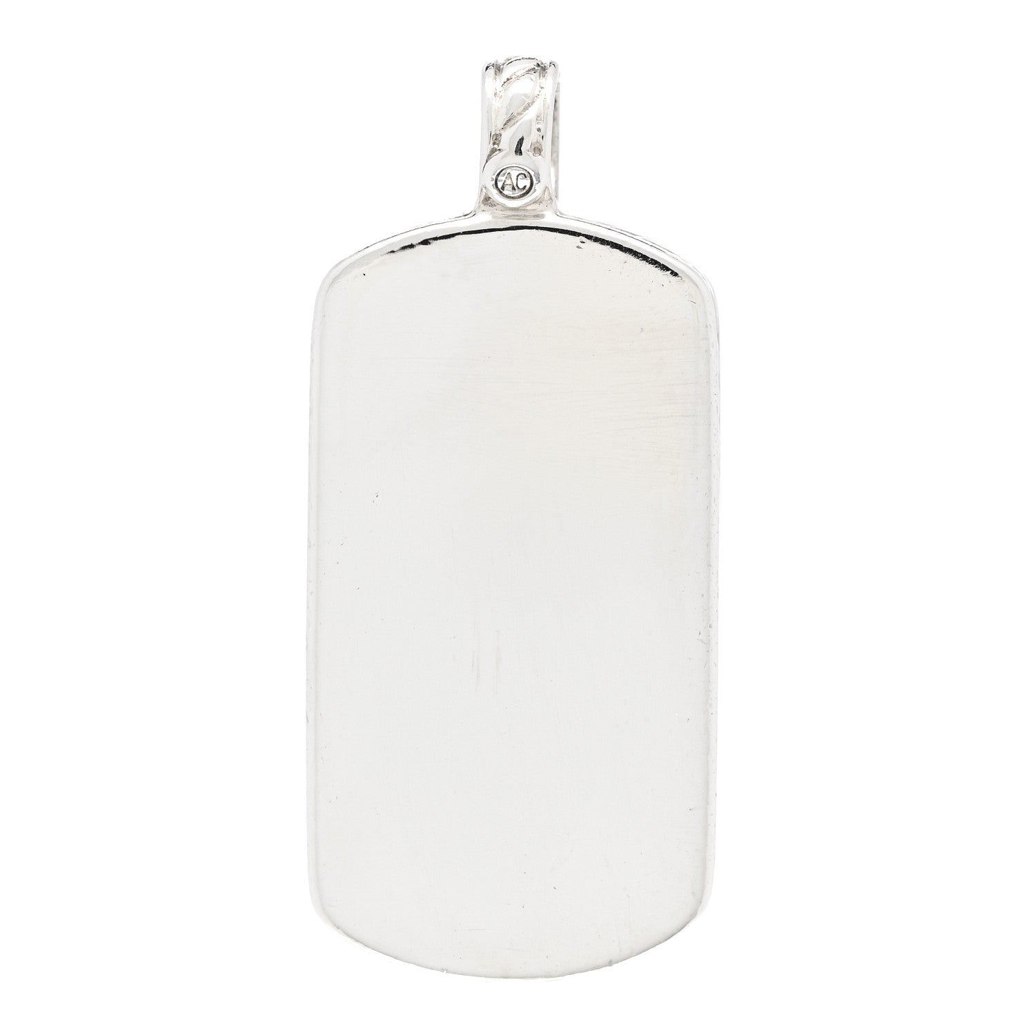 David Yurman Sterling Silver Pave Diamond Dog Tag Pendant 3 of 5