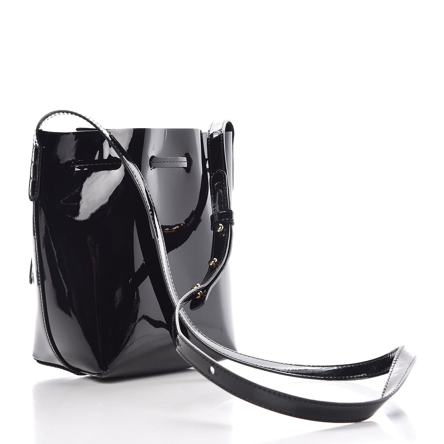 Patent Calfskin Mini Mini Bucket Bag Black
