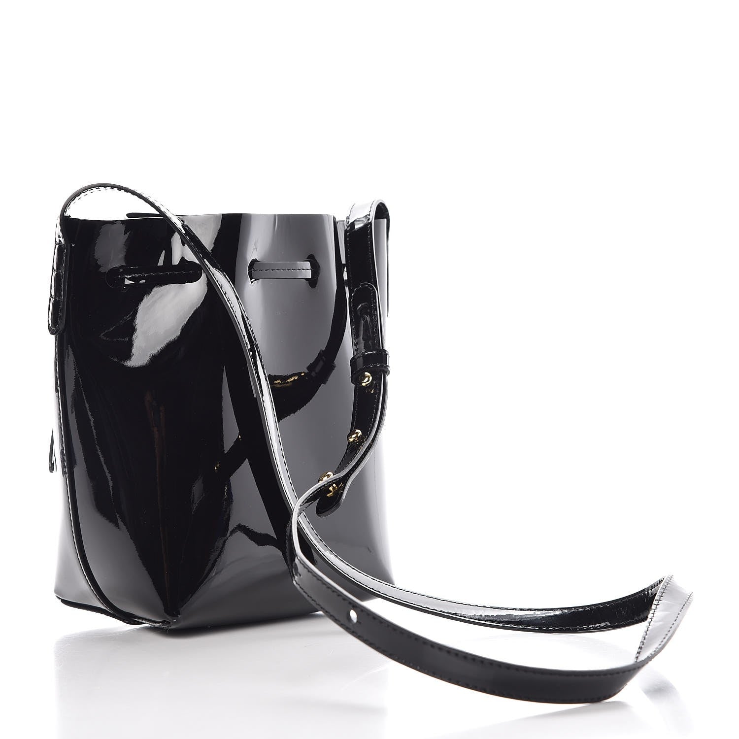 Mansur Gavriel Patent Calfskin Mini Mini Bucket Bag Black 2 of 14