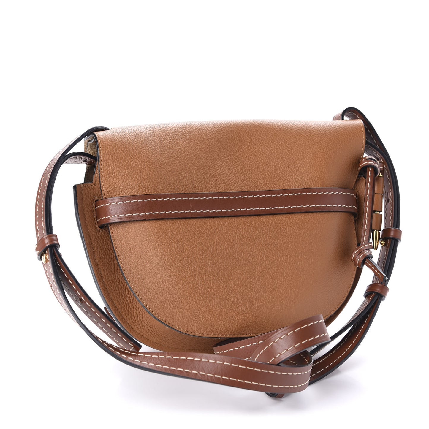 Grained Calfskin Small Gate Crossbody Bag Caramel Pecan